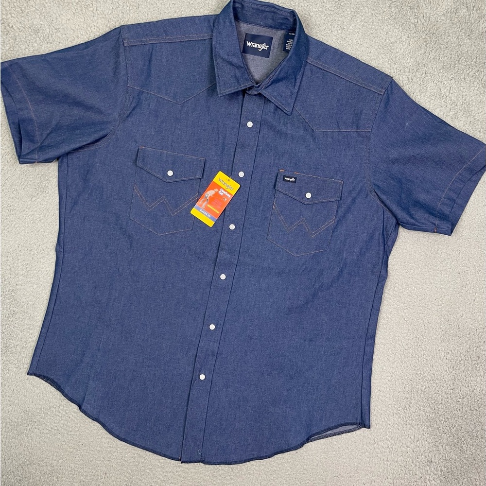 Wrangler western denim pearl snap shirt new with tags